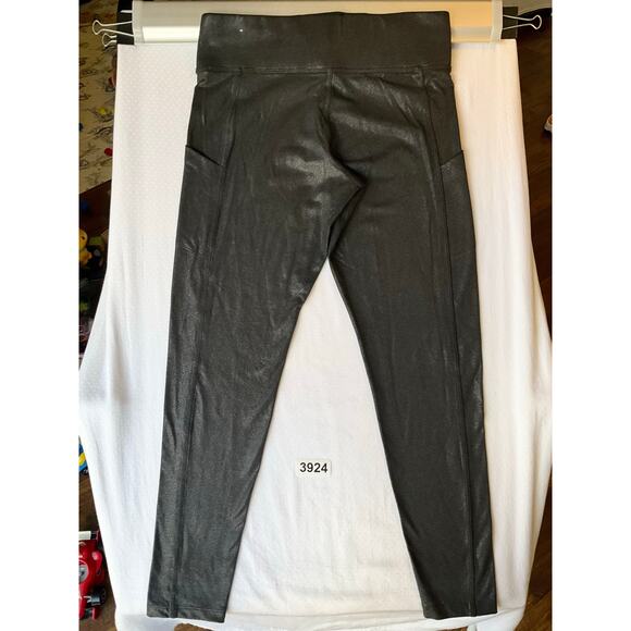 PINK Victoria’s Secret Women Leggings size M Gray Full Length Glossy Glitter - Picture 10 of 10